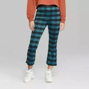 Plaid Flare Crop Pants